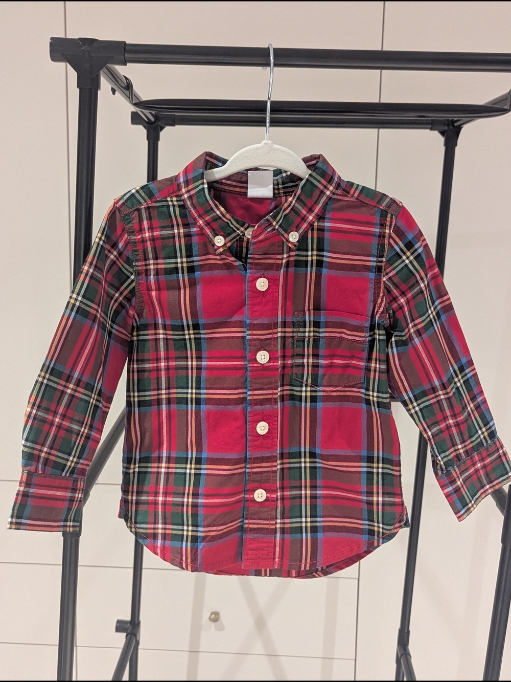 GAP Red Plaid Button-Down Shirt for Kids